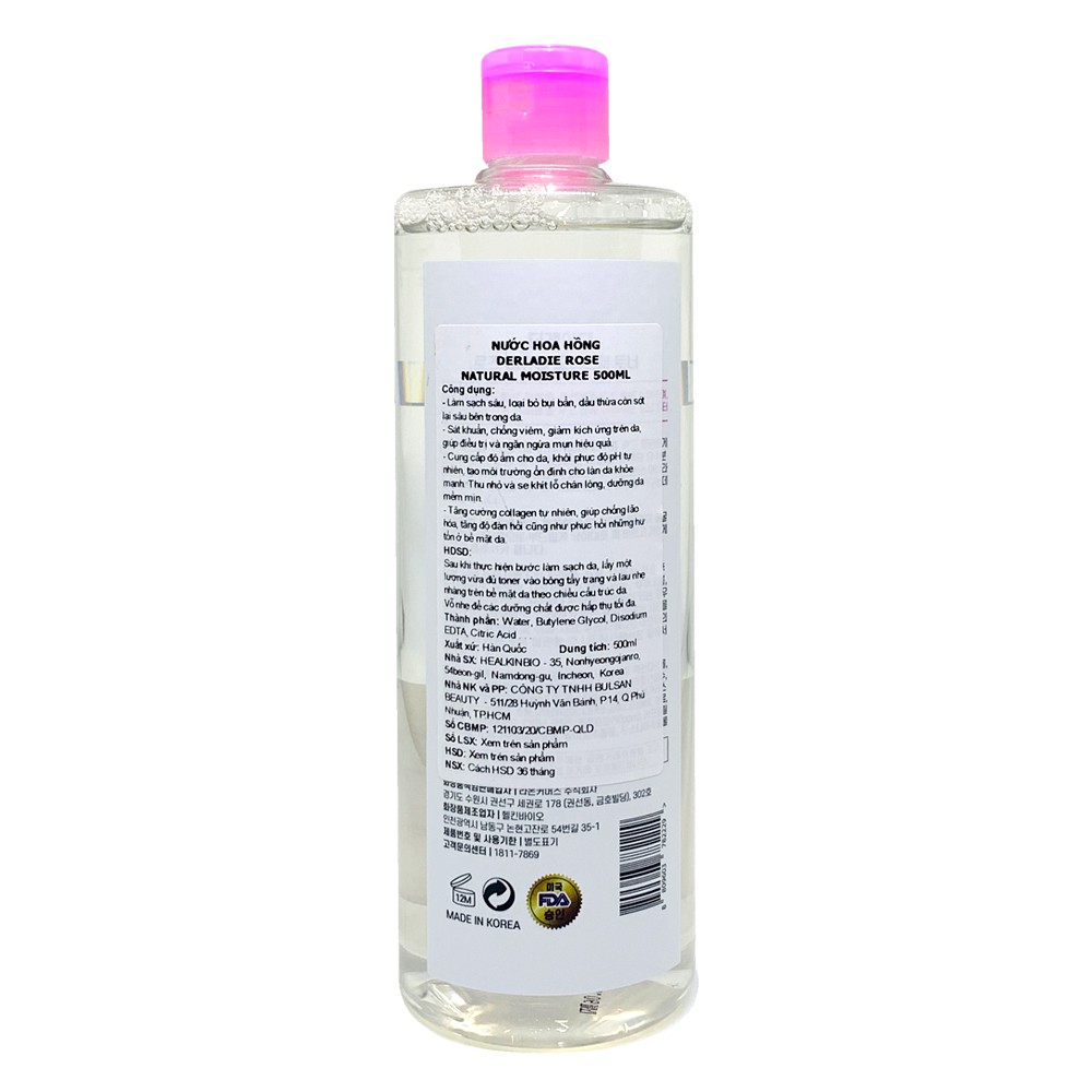 Nước hoa hồng Derladie Rose Natural Moisture Toner 500ml _ Derladie Chính Hãng