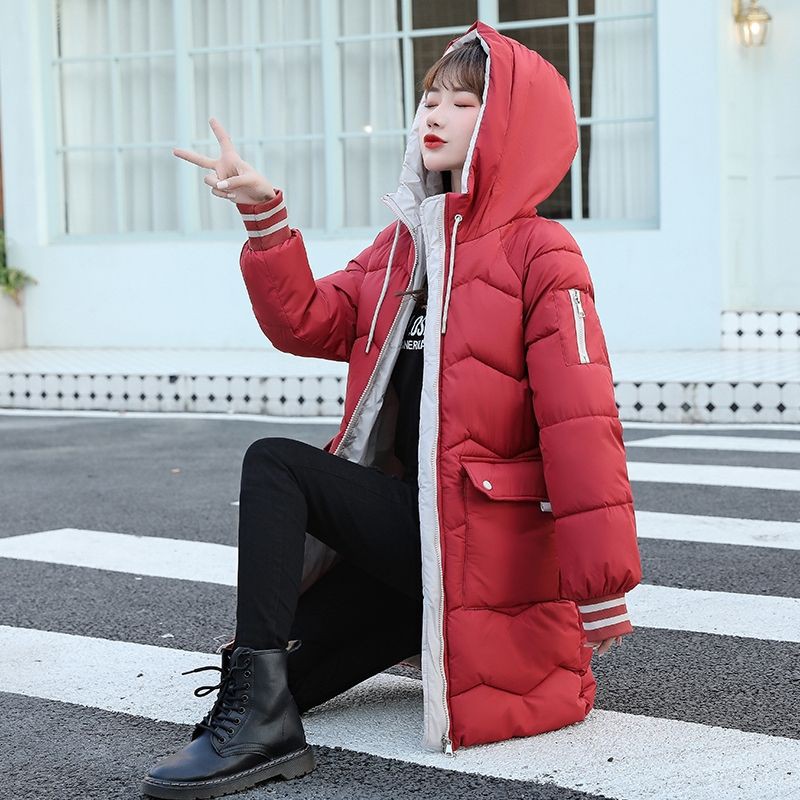 Áo Khoác Phao Nữ Dáng Dài Siêu Nhẹ Có Mũ Hoạ Tiết Lượn Sóng Sang Chảnh | BigBuy360 - bigbuy360.vn