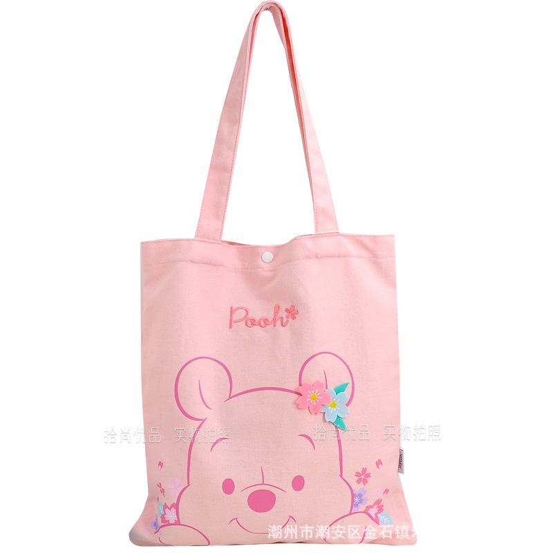 Túi Tote Đeo Vai Vải Canvas In Hoạt Hình Gấu Winnie Disney Dễ Thương Cho Bạn Gái