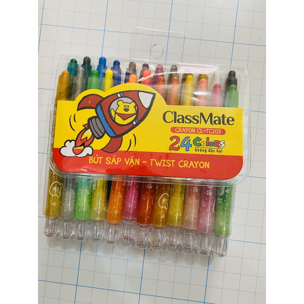 Bút sáp vặn , bút sáp 24 màu cho bé tập tô màu sắc nét tươi sáng