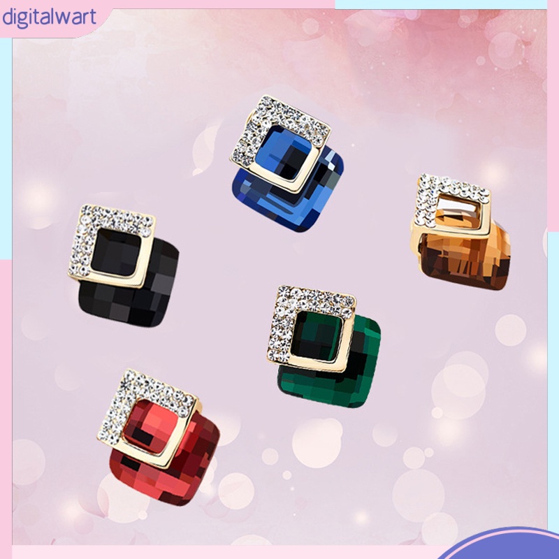 Khuyên tai hình vuông đính đá thời trang sành điệu cho nữ