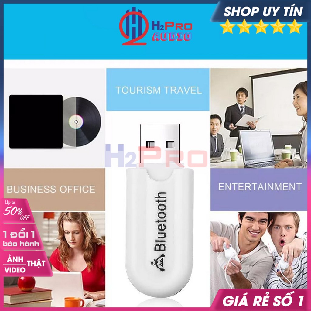 Usb Bluetooth 5.0, Usb Bluetooth Cho Loa, Pc, Xe Hơi-Thiết Bị Nhận Cao Cấp Bắt Sóng Xa 10M, Tặng Dây Aux - H2Pro Audio
