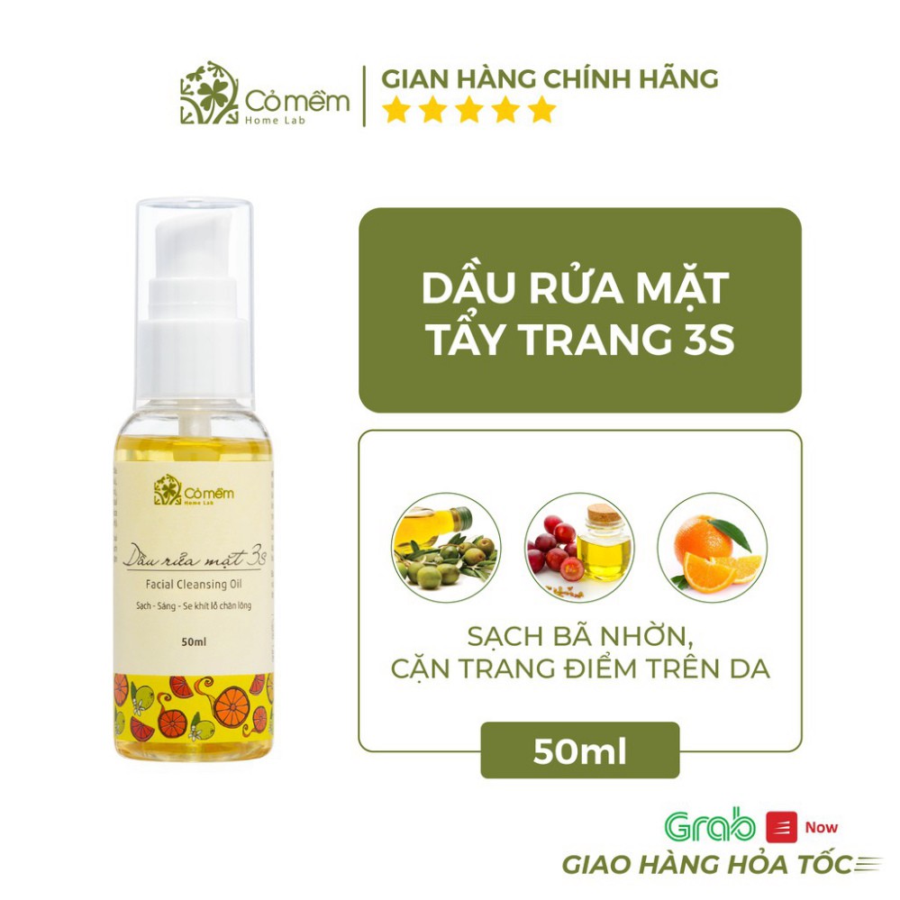 Dầu Rửa Mặt Tẩy Trang 3S Thiên Nhiên An Toàn Giúp Sạch Sâu Se Khít Lỗ Chân Lông Cỏ Mềm 50ml