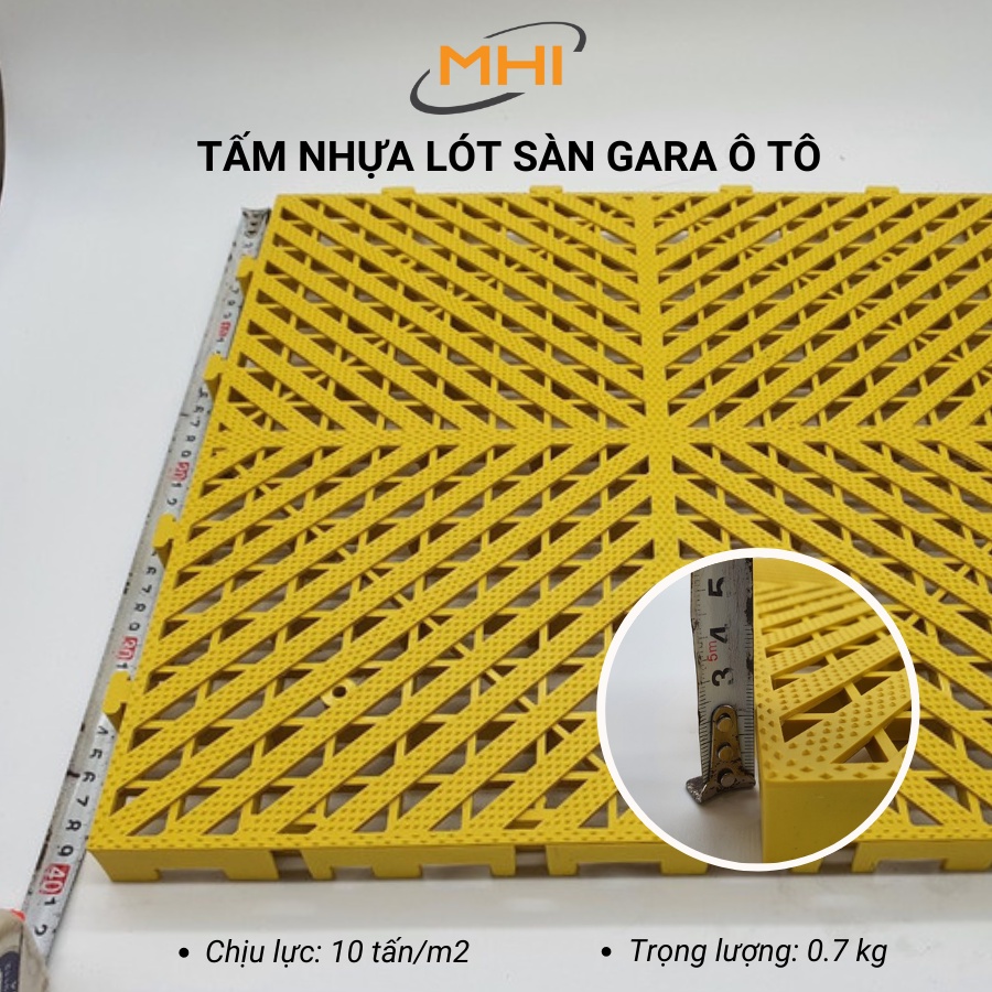 Vỉ nhựa lót sàn Gara ôtô MHI, tấm nhựa PP chịu lực, rửa xe cho gara ô tô / trung tâm chăm sóc xe ô tô