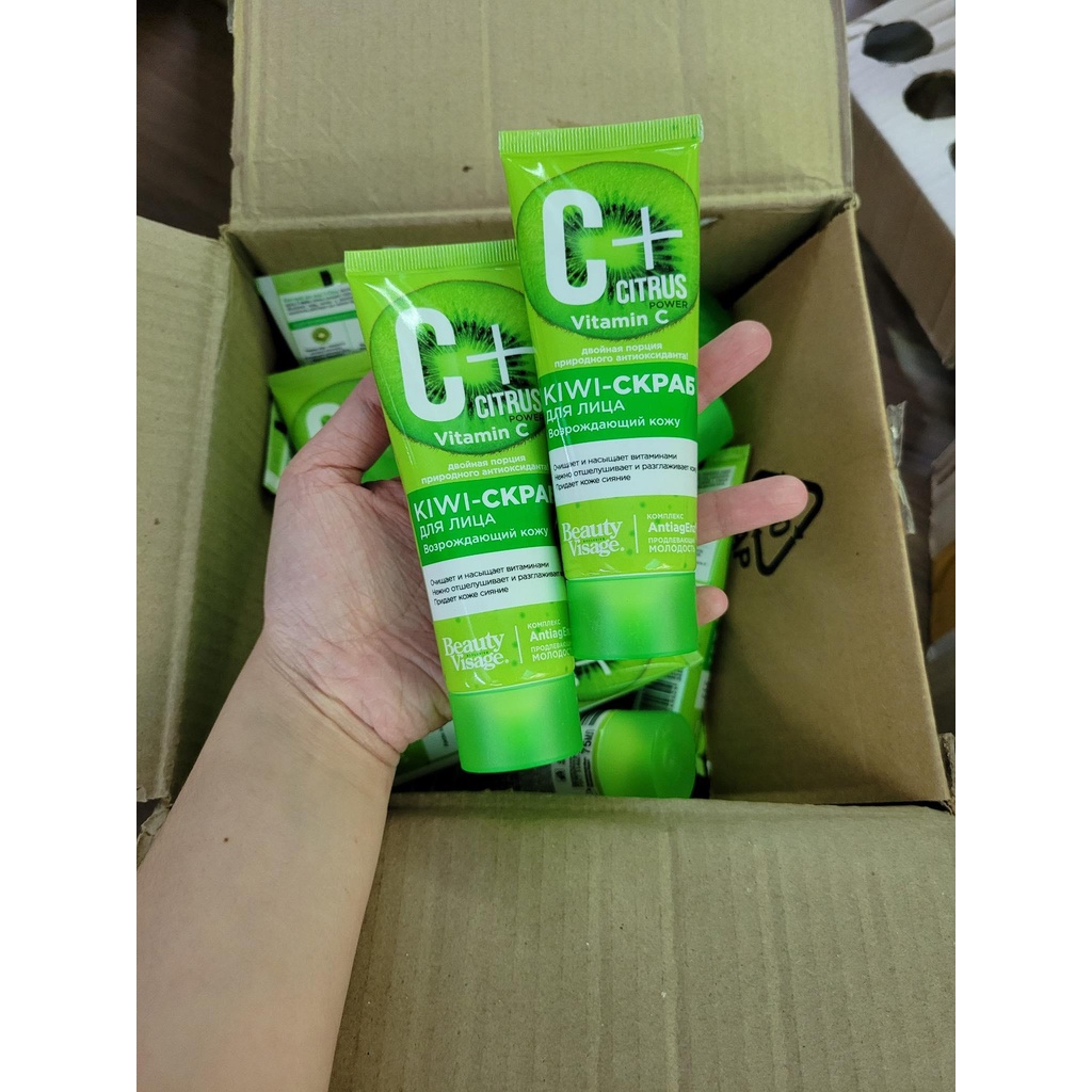 Tẩy da chết mặt Vitamin C Kiwi Beauty Visage làm sạch, sáng da - Face Scrub Kiwi làm sạch sáng mịn da