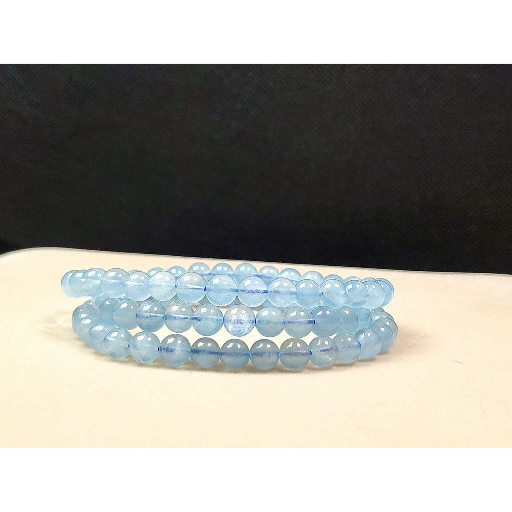 Vòng Aqua.marine xanh dương, vòng hạt quấn 3 đeo tay màu sắc nhẹ nhàng, trẻ trung, vòng đá phong thủy