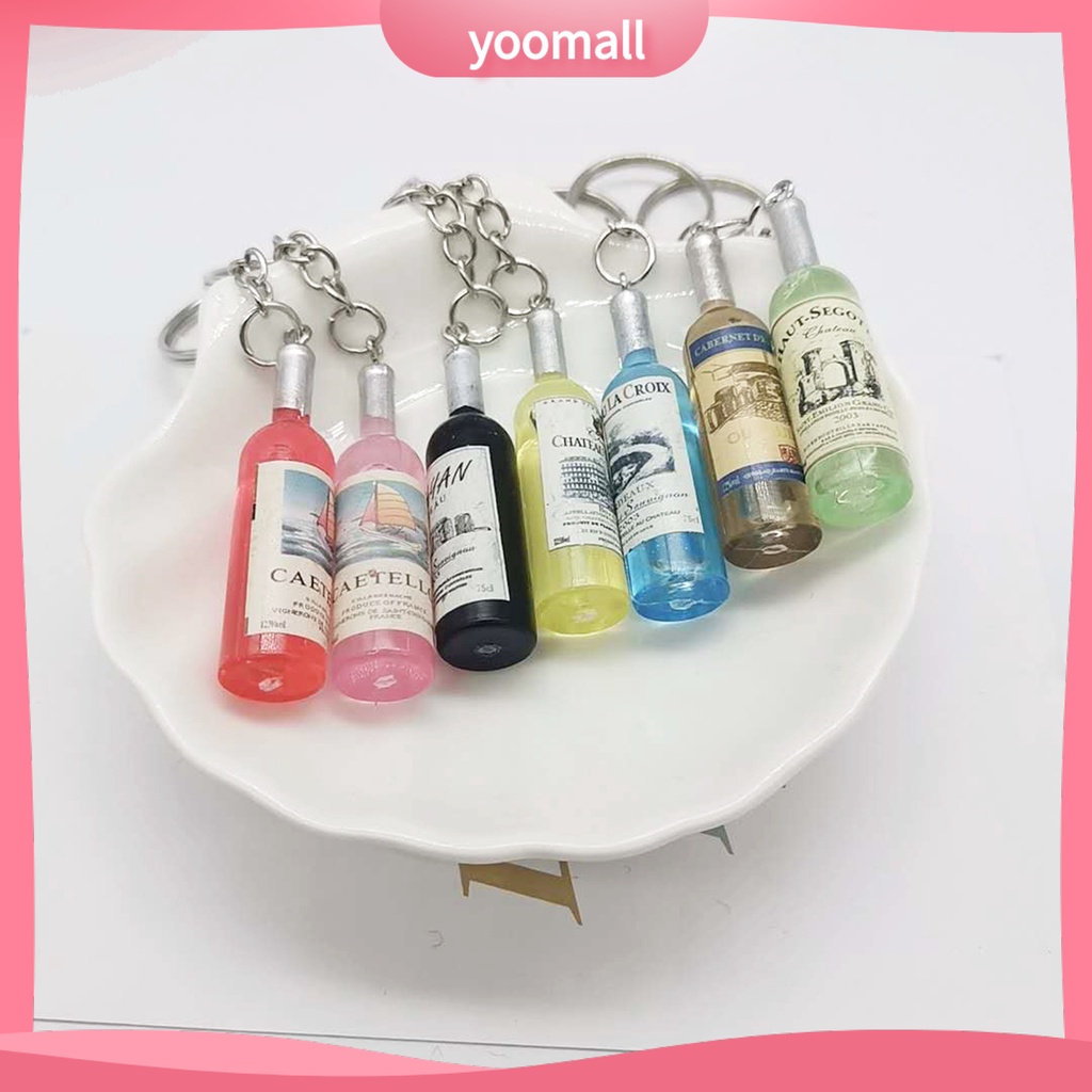 Set 2 Móc Khóa Hình Bình Rượu Vang Nhồi Bông Dễ Thương