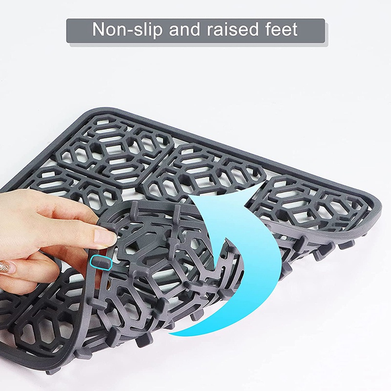 Tấm Silicone Màu Xám Chống Trượt Chịu Nhiệt Bảo Vệ Bồn Rửa Chén