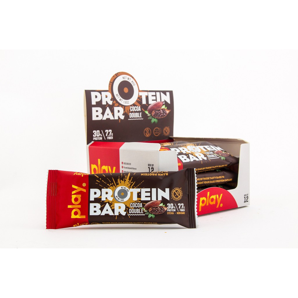 Hộp 12 Thanh Protein PLAY Vị Cacao – PLAY Protein Bar Cocoa Double
