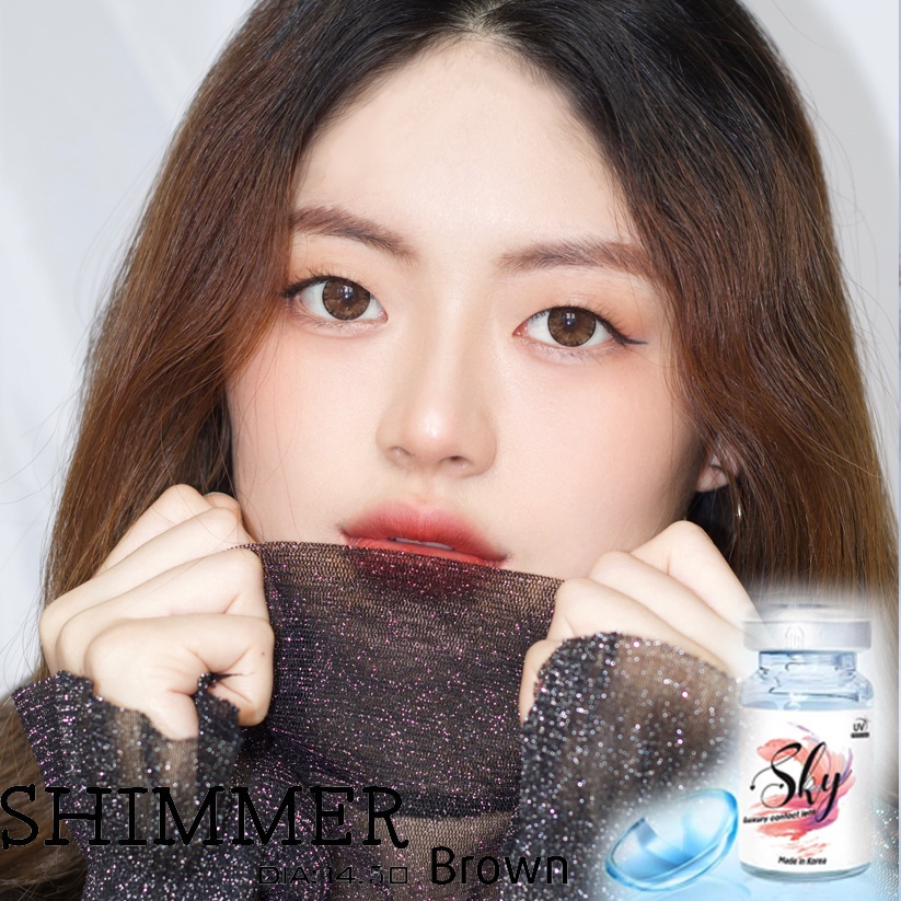 Kính áp tròng Sky Lens -Shimmer Brown 0-6 Độ-Made in Korea Chính Hãng Dia14.00