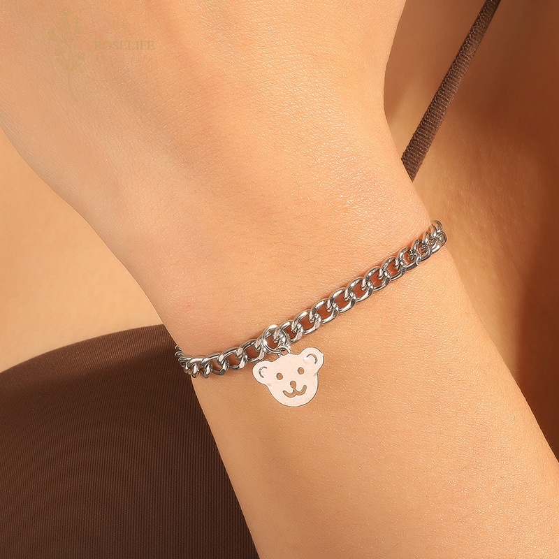Vòng Tay Dây Xích Mặt Hình Gấu Nhỏ Phong Cách Unisex Cho Nữ