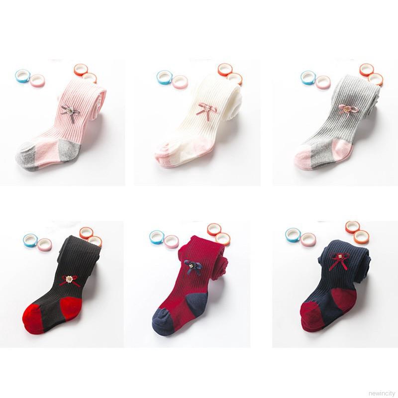 Quần tất dệt kim đính nơ phong cách Hàn Quốc xinh xắn thời trang cho bé gái