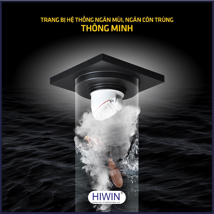 Phễu thoát sàn ngăn mùi hôi thoát nước nhanh đồng mạ đen kích thước 100x100mm HIWIN FD-1418B