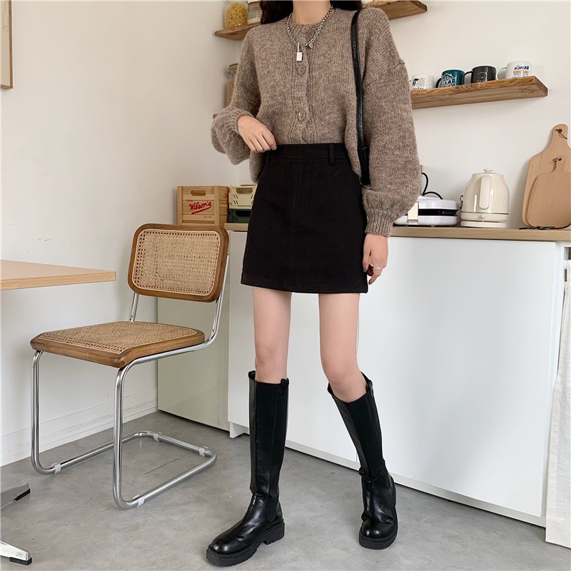 Váy Chữ A Lưng Cao Màu Trơn Dành Cho Nữ | BigBuy360 - bigbuy360.vn