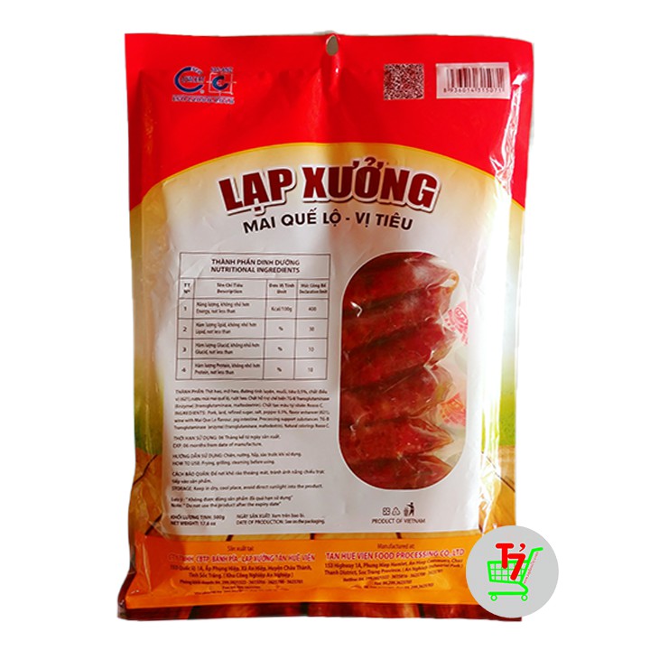Lạp xưởng Tân Huê Viên, Lạp xưởng Mai Quế Lộ Khô, Lạp xưởng Tiêu, Lạp Xưởng Sóc Trăng Cây Ngắn Túi 500g