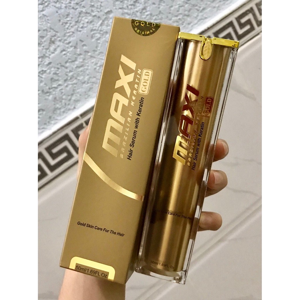 [ DEAL SỐC ]  Tinh Chất Dưỡng Tóc Mềm Mượt MAXI Brazilian Keratin Hair Serum Gold 50ml Chính Hãng Brazil