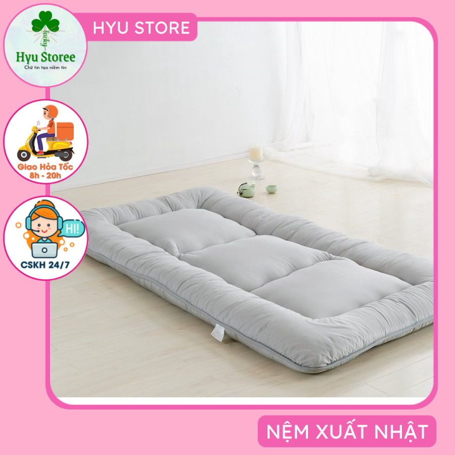 Nệm topper xuất Nhật 7cm không xẹp nệm gấp nệm ngủ 1 người 1m X 2m màu xám nệm gấp 3 giá rẻ