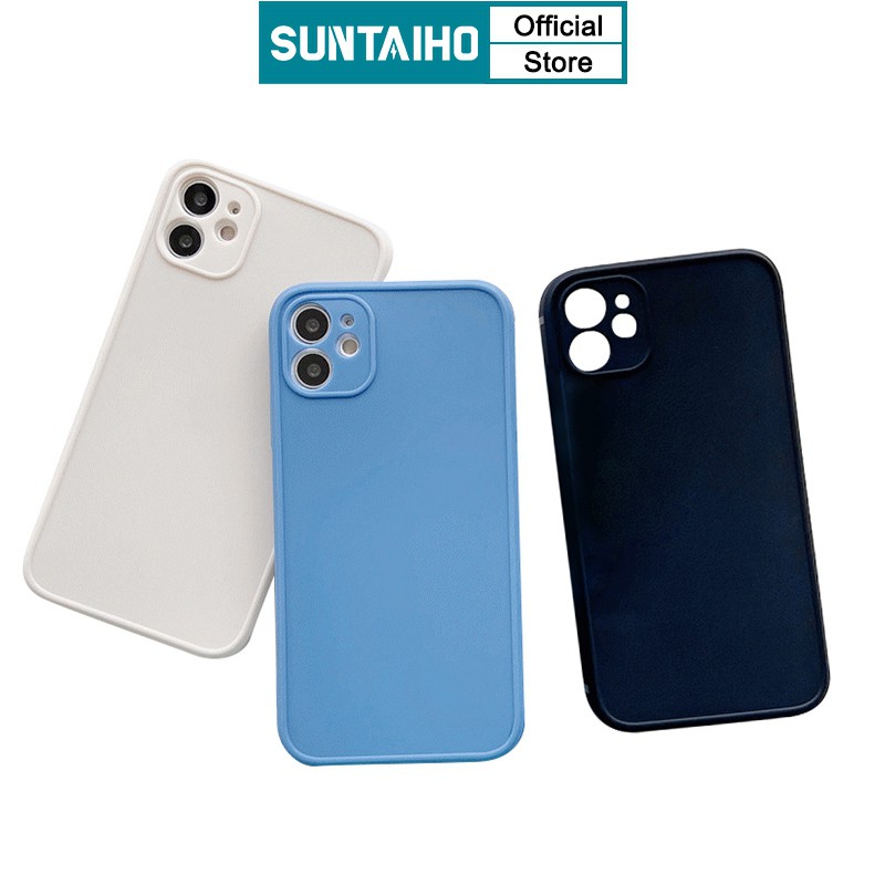 Ốp điện thoại nhựa silicon TPU Suntaiho viền thẳng chống sốc cho iPhone 8 7 Plus 11 Pro Max 12 Pro X XS XR Xs MAX