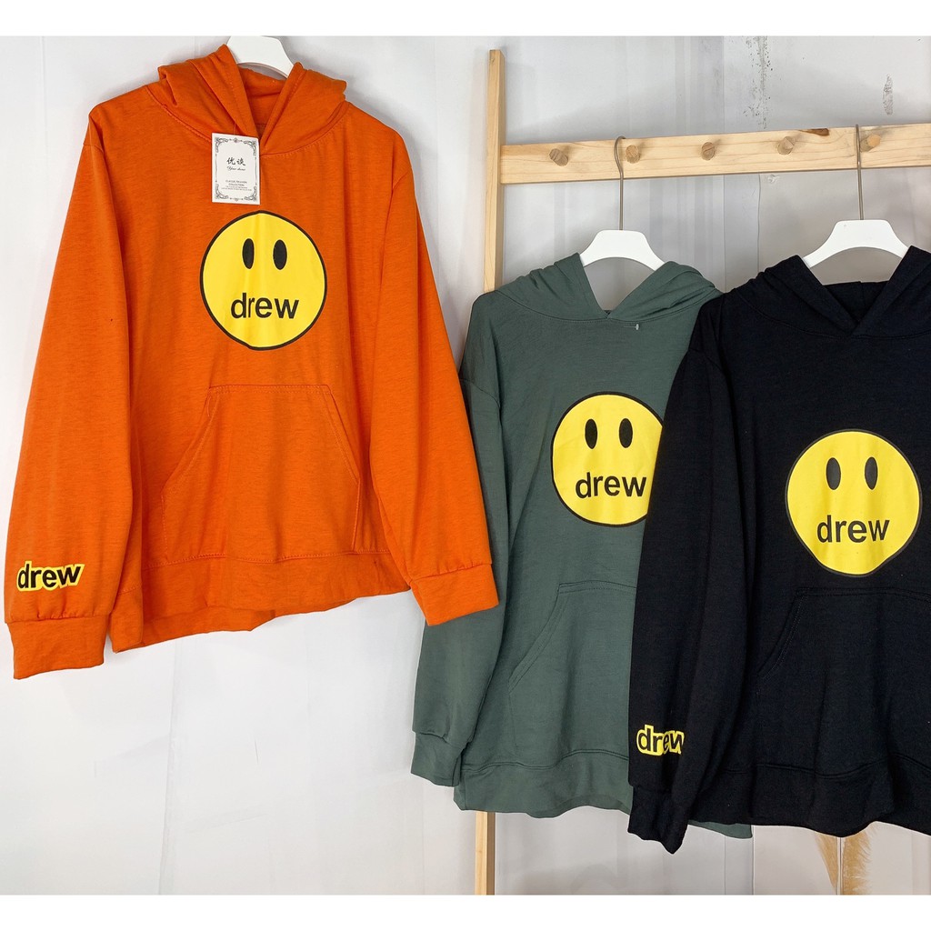 Áo hoodie nỉ nam nữ Drew hot trend Cheapy phom rộng mũ 2 lớp màu trắng cam đen ghi xanh local brand giá rẻ hàn quốc C580