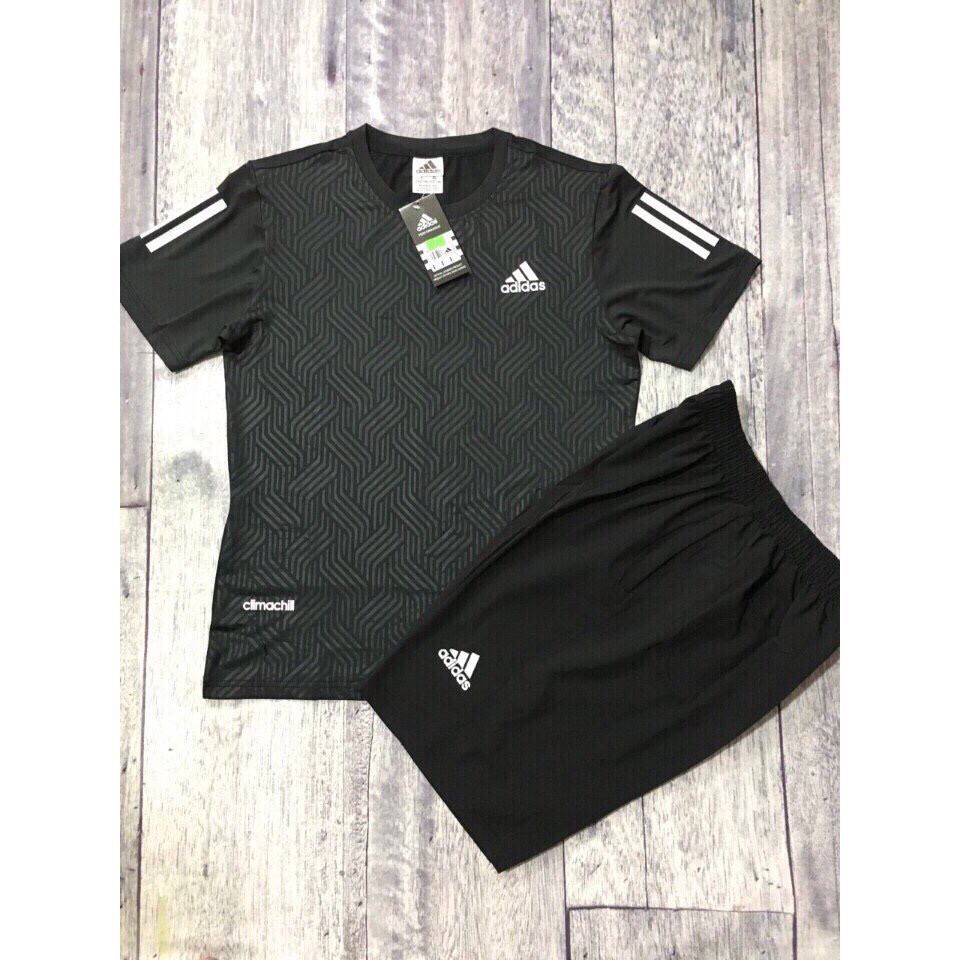 Bộ thể thao thun lạnh cổ tròn ép vân cao tần Adidas [ hot trend ]