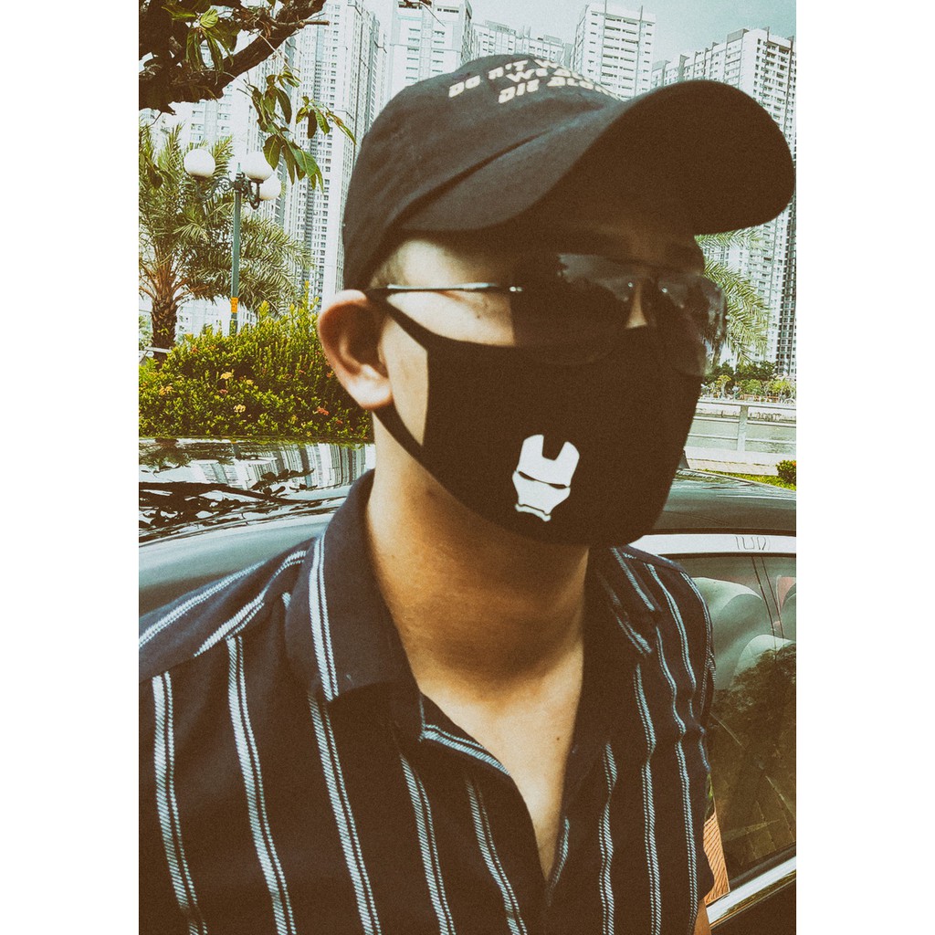 Khẩu Trang Vải Đen Siêu Anh Hùng Người Sắt Cloth Masks Face Black Iron Man I Love You 3000 | BigBuy360 - bigbuy360.vn