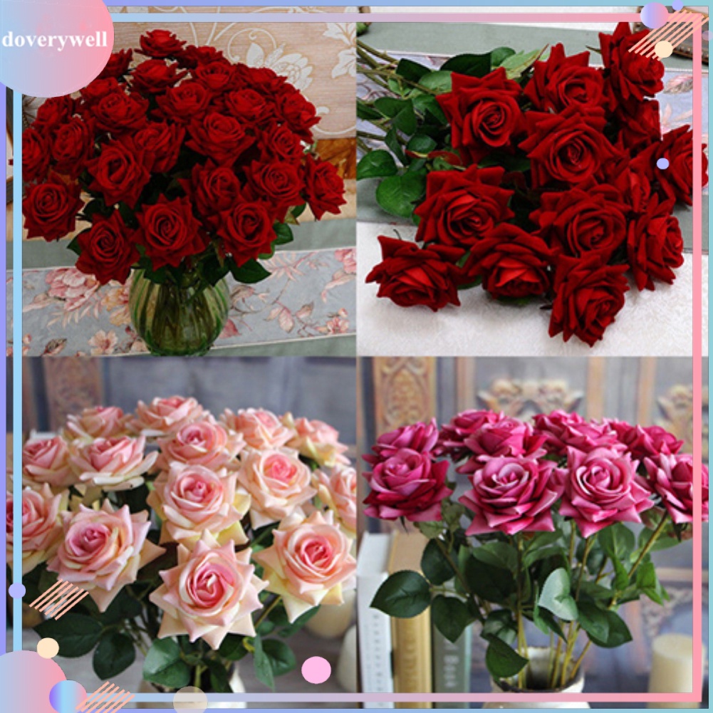 1 bó hoa hồng nhân tạo bằng nhựa để trang trí