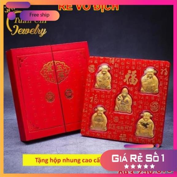 ⚡LOẠI 1⚡Bộ Thần Tài Ngũ Phúc Lâm Môn Vàng 24k Cao Cấp, Quà Tết Sang Trọng Và Đẳng Cấp, Tặng Hộp Nhưng Túi Đỏ Xịn