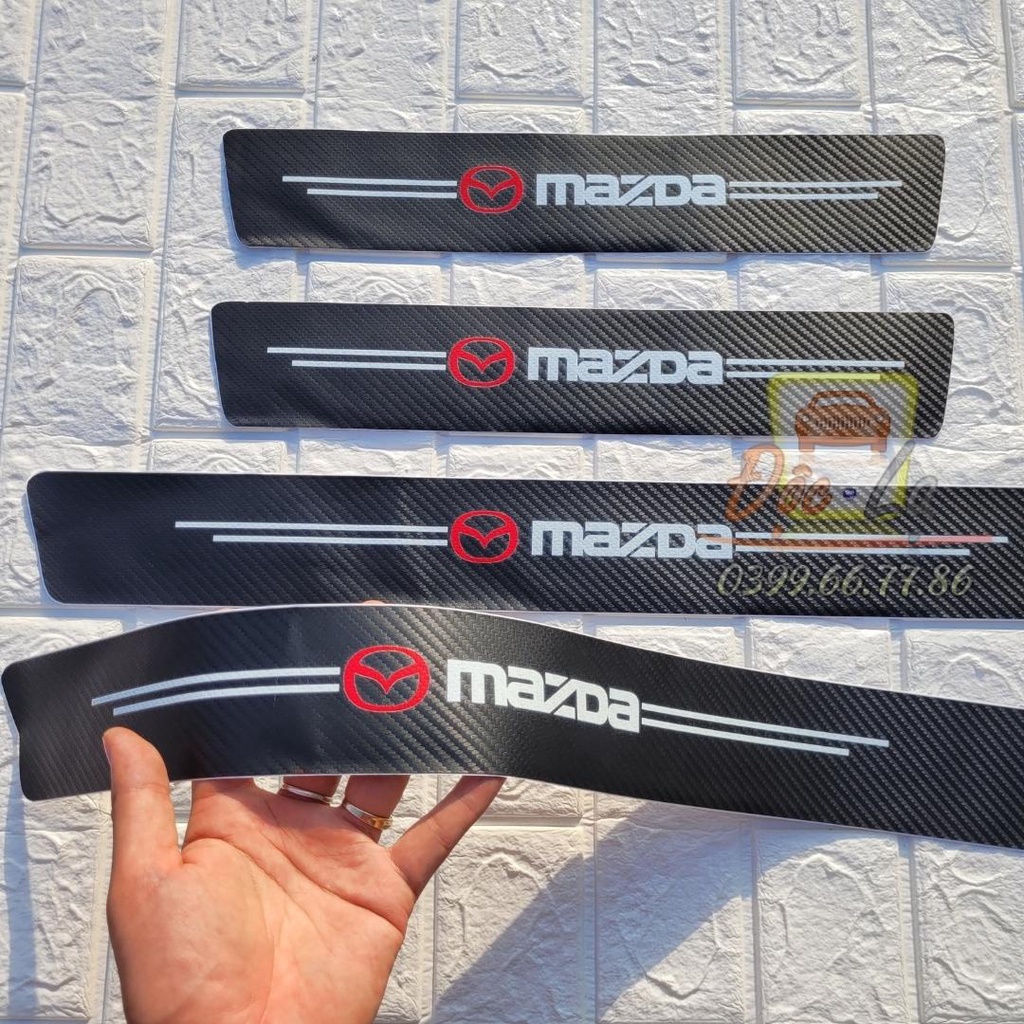 MAZDA - Nẹp Dán Vân Cacbon Logo MAZDA Chống Trầy Xước Bảo Vệ Bậc Cửa Xe Hơi/ Bảo Vệ Cốp Sau Xe Hơi Bền Đẹp