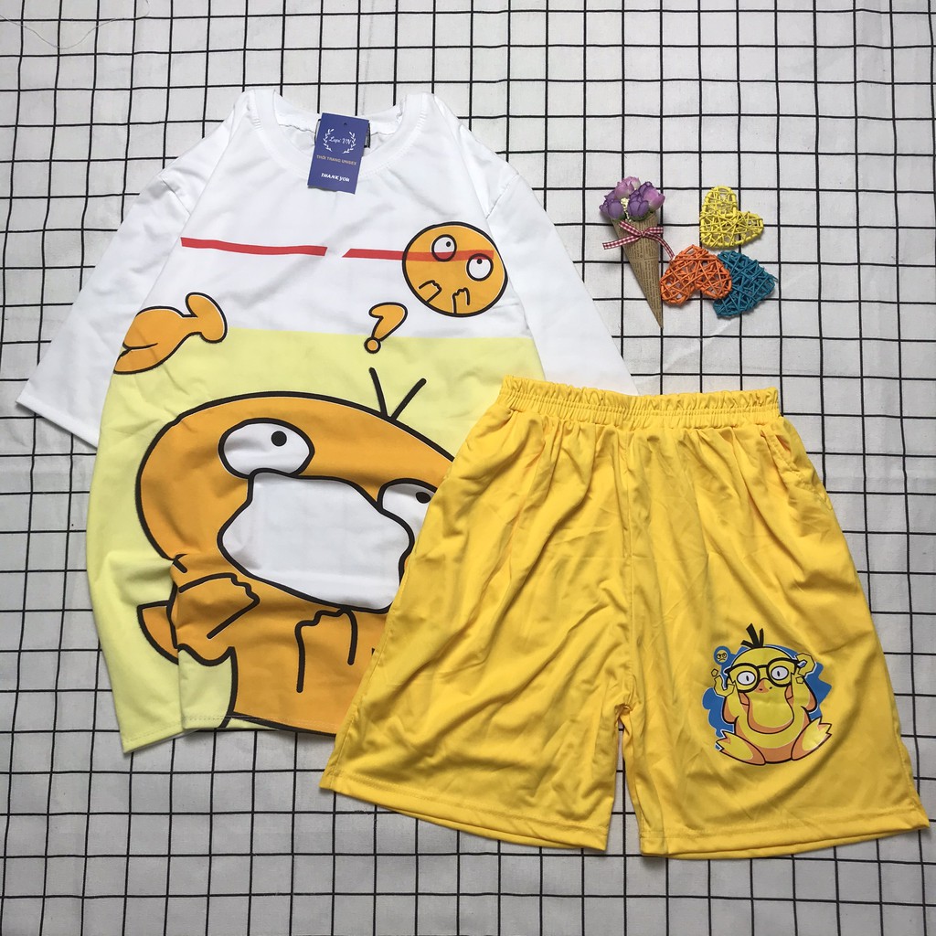 Set Đồ Bộ Hoạt Hình Unisex Vịt Suy Nghĩ Cartoon 3D Lapi VN Đồ Mặc Nhà Freesize Form Rộng Cổ Tròn