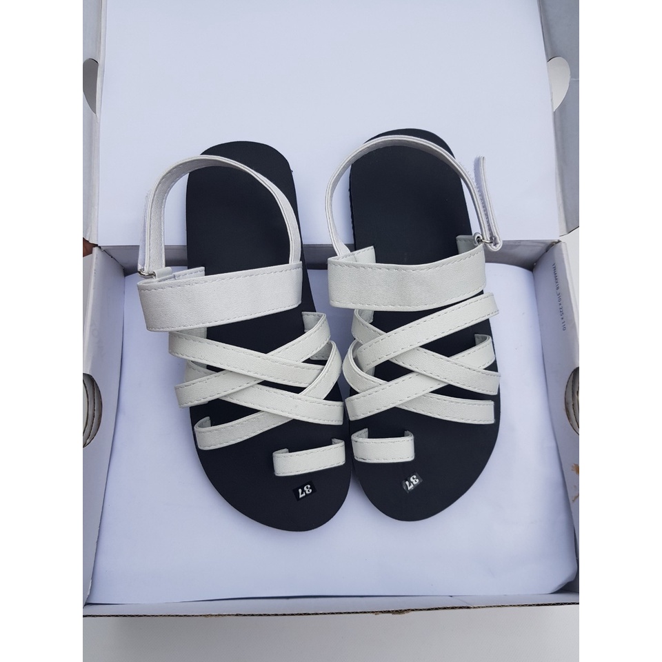 xăng đan nam nữ sandal đồng nai đế đen quai trắng