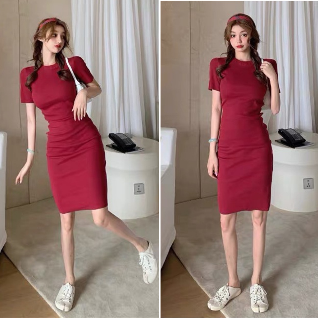 Đầm body tay ngắn ôm dáng quyến rũ nhiều màu sắc