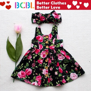 BCBL Bộ Đầm Hoa Kèm Băng Đô Thời Trang Mùa Hè Dành Cho Bé Gái 1-5 Tuổi