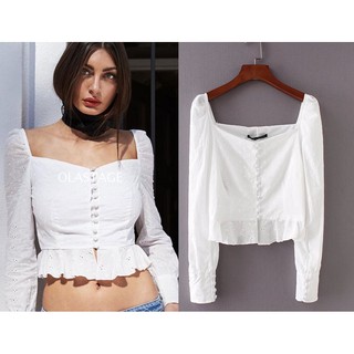 Áo ZARA croptop phong cách châu Âu cổ điển gợi cảm