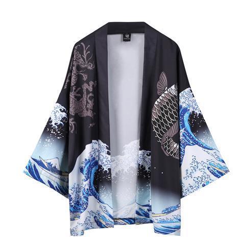 Áo Khoác Kimono In Hình Rồng Vintage Cho Nam 3 / 4 8gsm