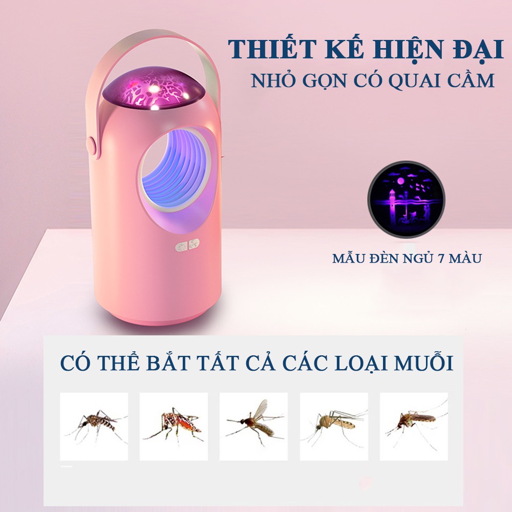 Đèn bắt muỗi cao cấp QZ-03, Đèn bắt muỗi tự động bằng tia UV có đèn LED ngủ - Bảo hành 12 tháng