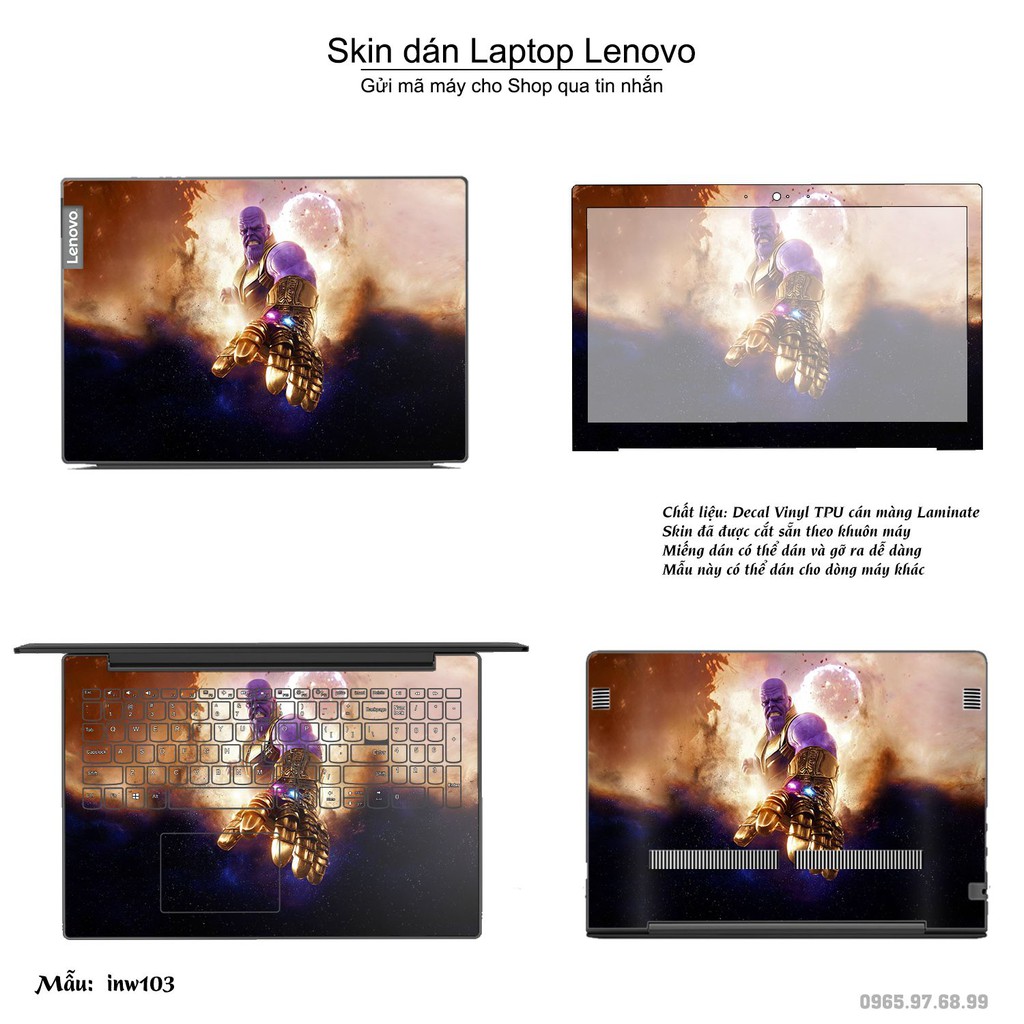 Skin dán Laptop Lenovo in hình Inifinity War (inbox mã máy cho Shop)