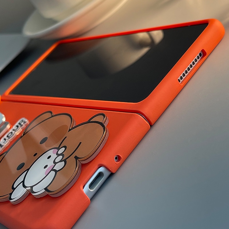 Ốp điện thoại cứng họa tiết hoạt hình đáng yêu có giá đỡ cho Samsung Galaxy Z Fold 3 5G Z Fold 3