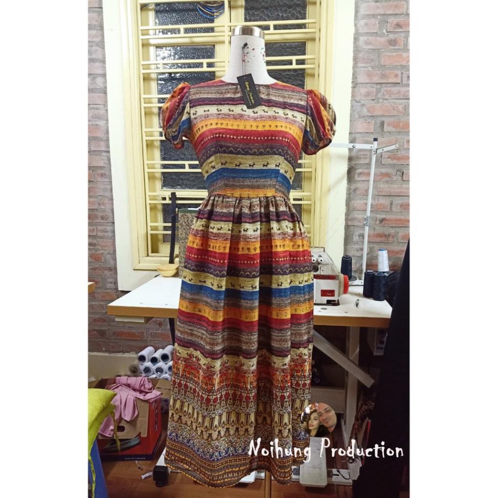 HT Đầm Váy Bohemian thổ cẩm maxi vintage dáng dài xòe họa tiết đi biển đẹp xinh rẻ độc lạ Đủ bigsize S M L XL XXL