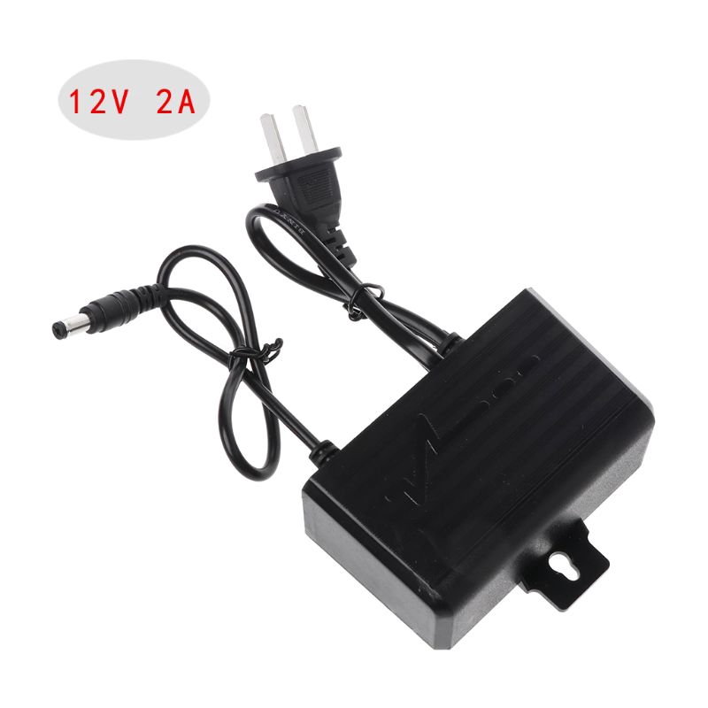 Adapter sạc 12V 2A phích cắm EU US kháng nước cho camera an ninh CCTV CCD