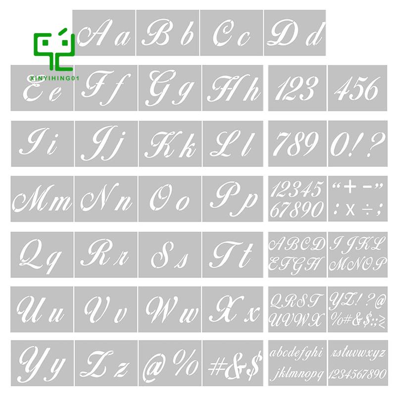Set 40 Khuôn Nhựa Hình Chữ Cái Và Chữ Số Nghệ Thuật Có Thể Tái Sử Dụng Dùng Để Vẽ Tranh Trên Gỗ