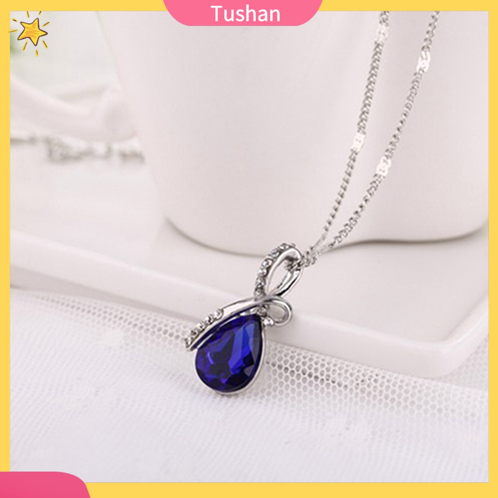TUSH_Women Fashion Heart Teardrop Rhinestone Pendant Necklace Jewelry Charm Gift