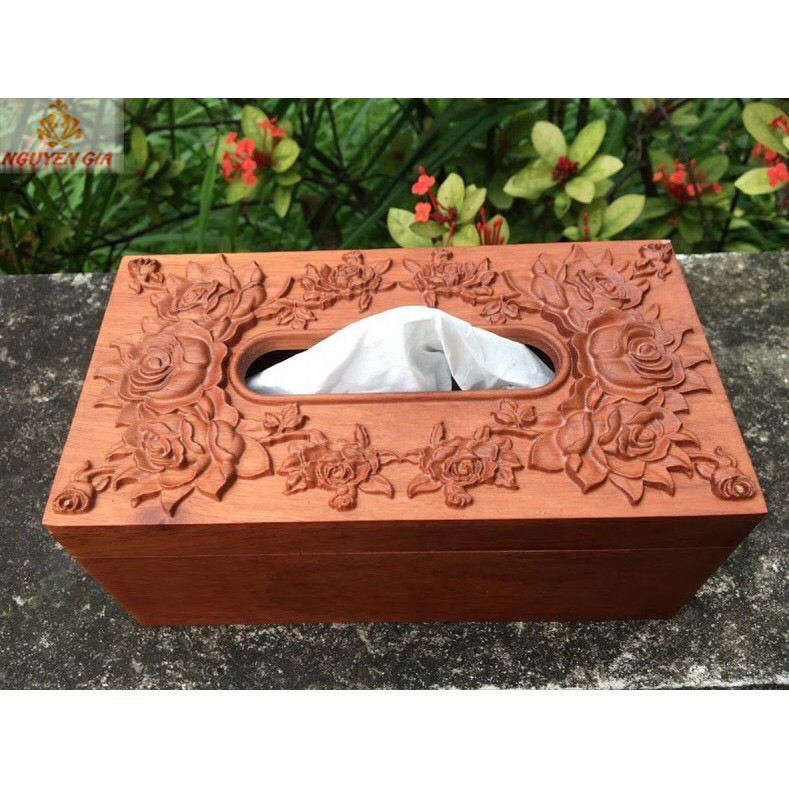 Hộp Đựng Giấy Ăn Gỗ Hương Điêu Khắc