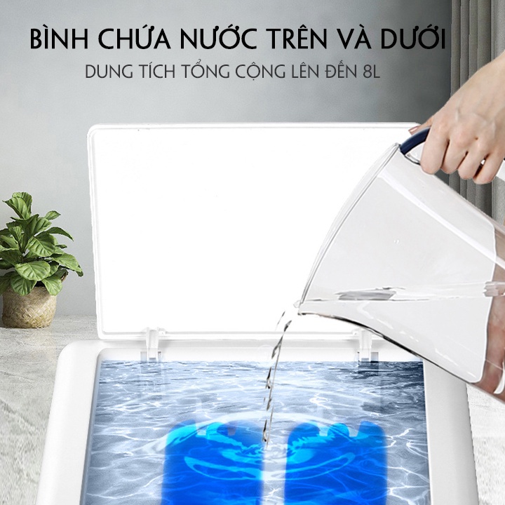 Quạt điều hòa tích hợp quạt sưởi 2 chiều dùng quanh năm với hai khay chứa nước 8L có điều khiển.