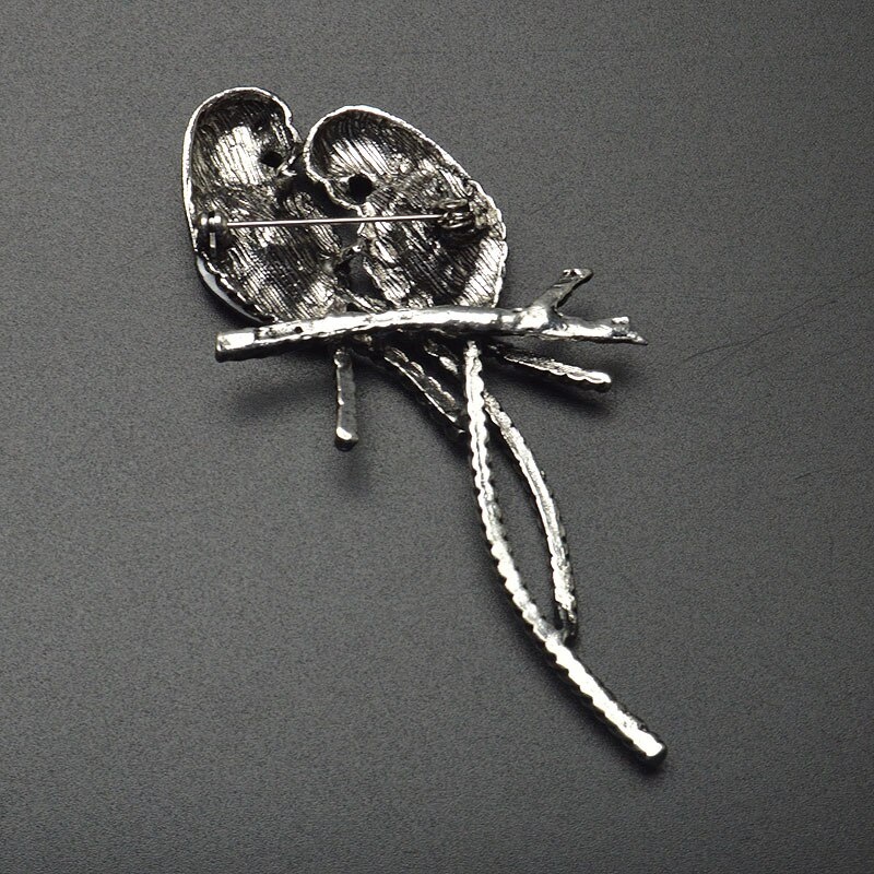 Ghim cài áo hình hai chú chim đính đá dễ thương cho nữ