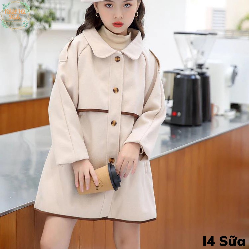 Áo khoác dạ bé gái size từ 14-40kg chất liệu dạ sang chảnh phù hợp cho mùa thu đông