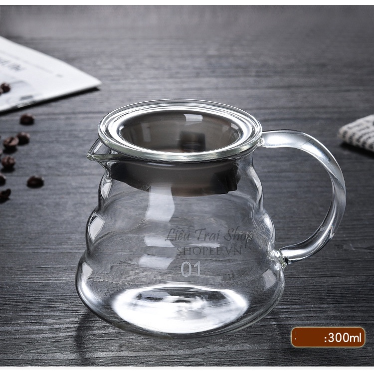 Bộ phễu v60 pha cà phê giấy lọc pour over thủy tinh