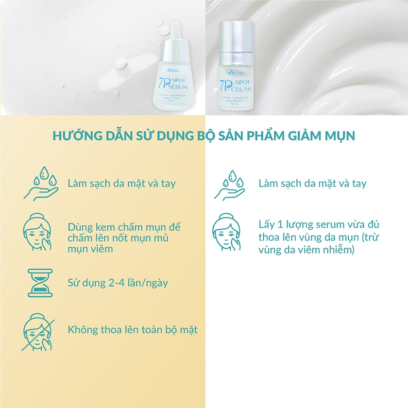 Combo serum giảm mụn và kem chấm mụn 7P SPOT Huyền Phi 15g + 30ml