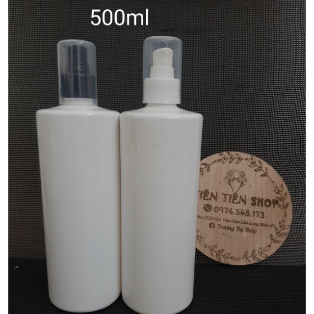 Chai nhựa trắng 500ml vai vuông vòi xịt giọt