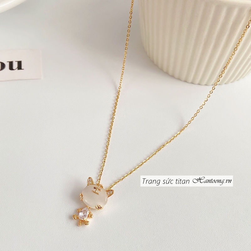 Dây chuyền titan nữ mặt hình hổ đáng yêu phong cách trẻ trung mẫu mới 2023