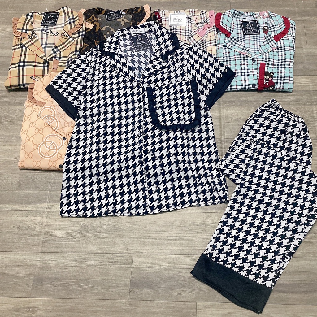 sét bộ pijama nữ tay ngắn quần dài dể thương sang trọng